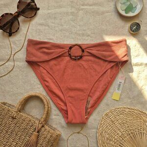 Summersalt NWT Ribbed High Leg Bikini Bottom Coral Sz 22 Vacation Capsule Beach